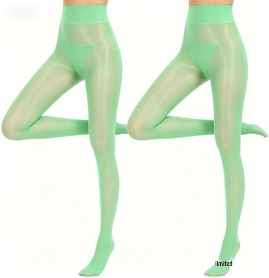 Women's Shiny High-Waisted Silk Tights - Transparent, Skinny Horse Oil Stockings