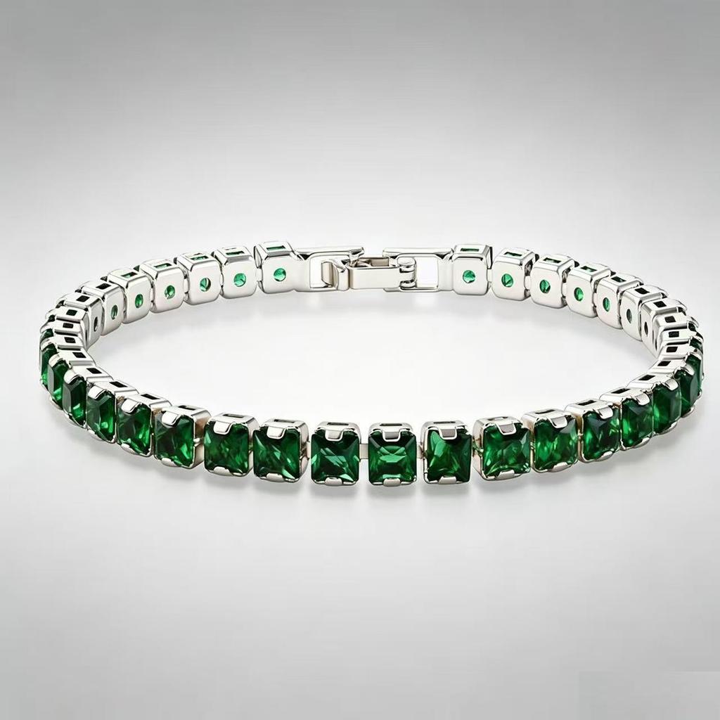 JD Full Diamond Zircon Tennis Bracelet: Women's Light Luxury Electroplated High-End Beaded Bangle