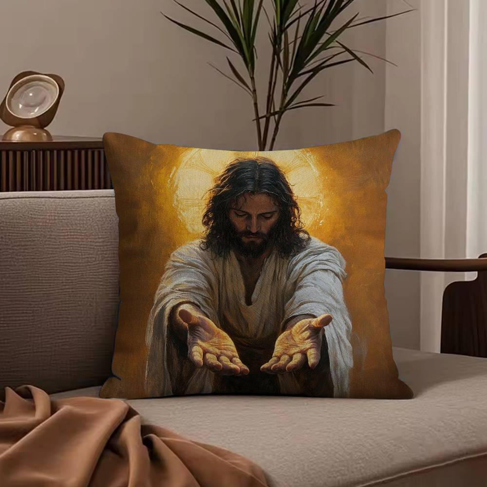 Anime J-Jesus Pillow Case Anti-dustmite Pillowcase Invisible zipper silky short plush Sofa cushion cover
