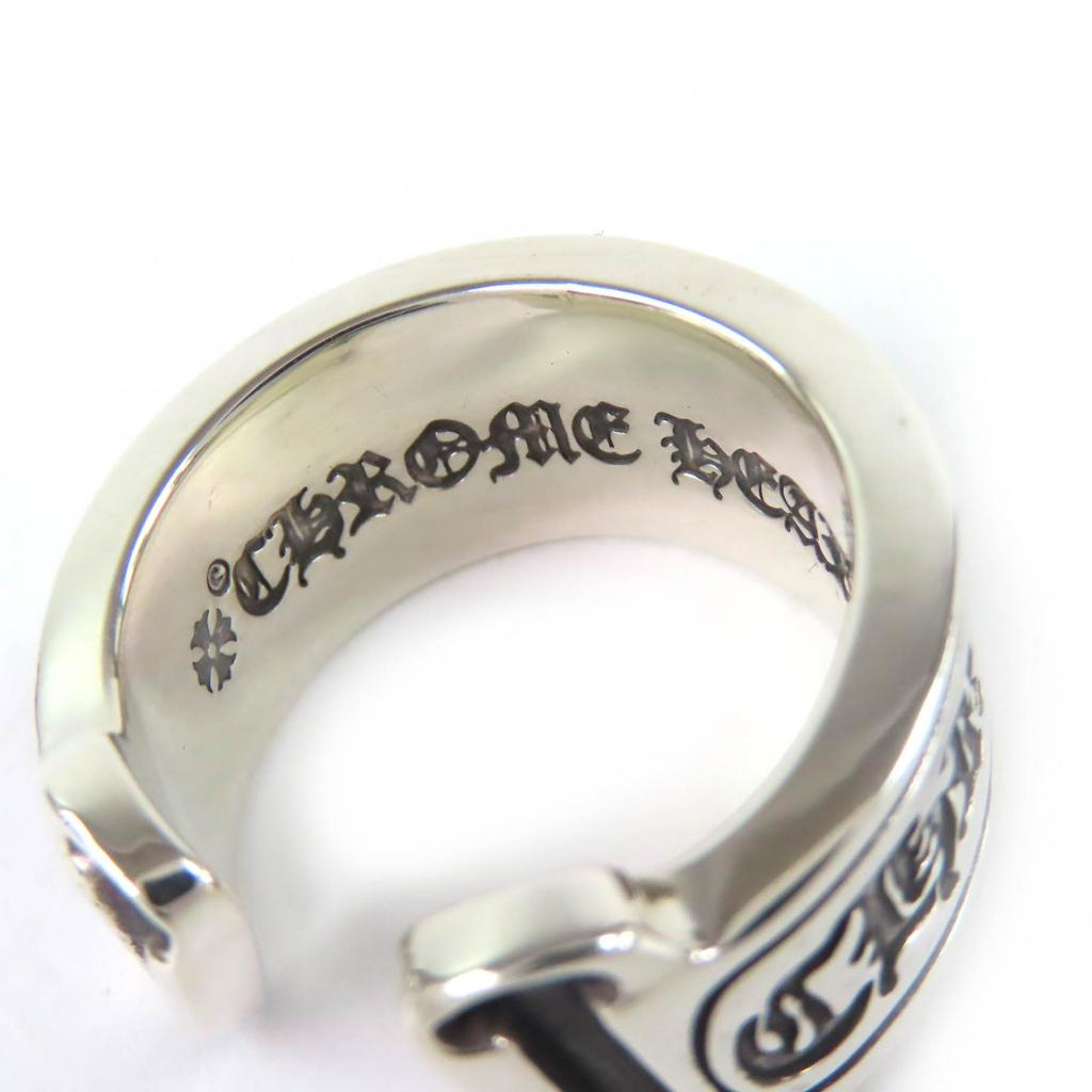 Mükemmel CHROME HEARTS Yüzük Büyük parşömen etiketli yüzük Gümüş 925 erkek Kullanılmış