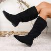 Plus-size Shoes, Lace-up Boots, Women's Shoes, High Boots, New Pleated Boots