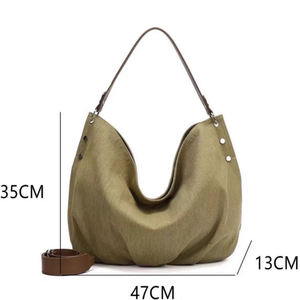 Large capacity canvas tote bag women's early autumn style simple trend lightweight versatile shoulder messenger bag