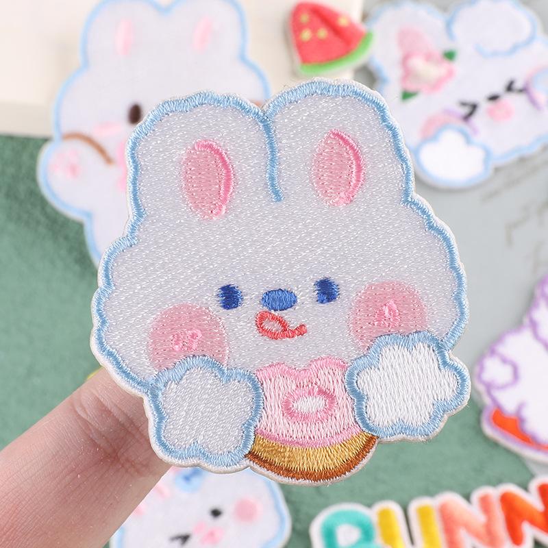 Embroidery Label Cartoon Animal Rabbit Cloth Label Clothing Accessories Hat Decoration Patch Sticker Embroidery Cloth Sticker