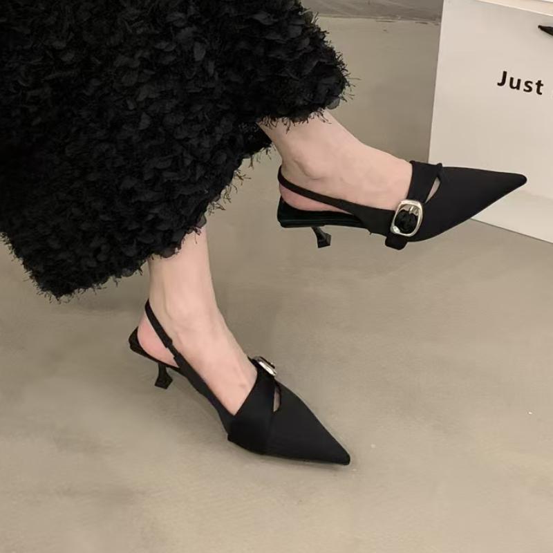 

2025Hot Selling High Heels Women Fashion Shallow Slingback Sandals Women Office New Summer Designer Striptease Pointed Toe Mules 35