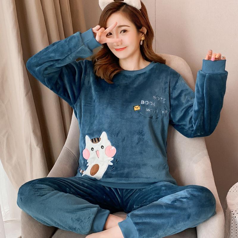 Sexy Women Plus Velvet Thick Warm Pajamas