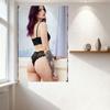 Sexy Purple Hair Woman Lingerie Tattoo Tin Sign Vintage Metal Poster for Home Decor, 8x12 Inch Wall Art with Sheer Curtains & Te