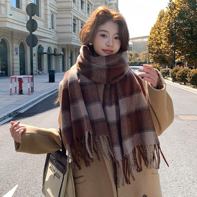 

Maillard style sub-scarf women s winter new high-end warm retro versatile scarf 60*200CM