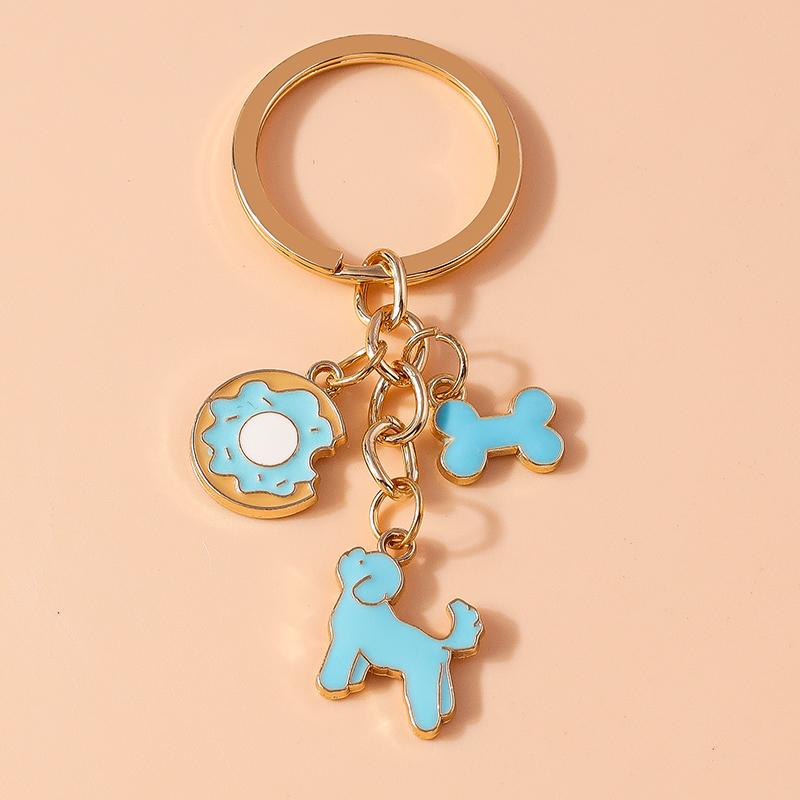 Cute Enamel Puppy Dog Keychain Cartoon Animal Key Ring Pendant for Women Girl Handbag Decor DIY Handmade Jewelry Gift
