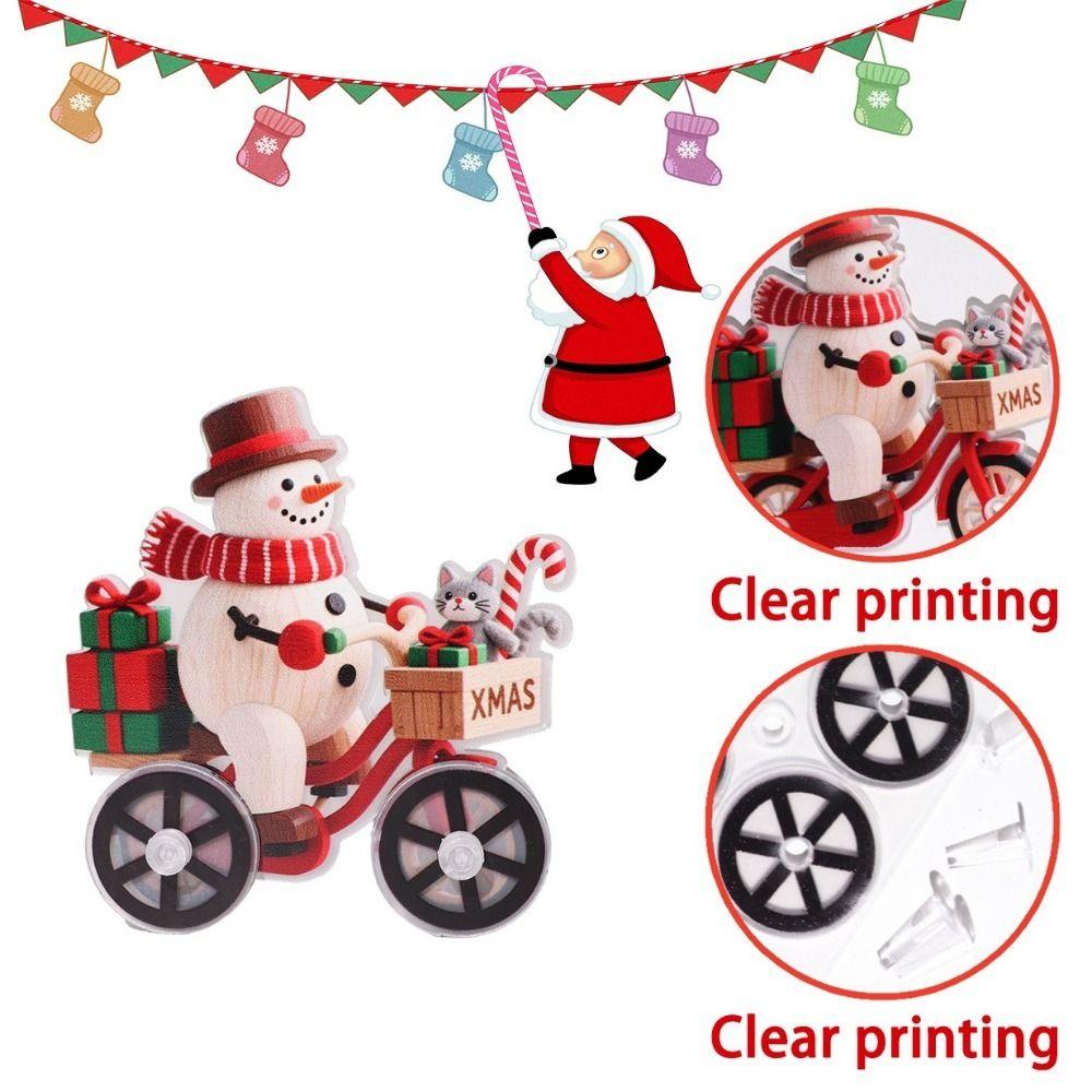 Creative Acrylic Santa Claus Figurine Cartoon Cute Snowman Bicycle Decoration Decorative Christmas Ornament Party Gift