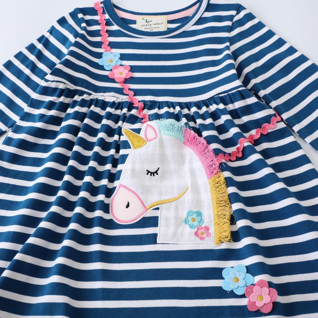 Girls' Unicorn Lace Embroidery Spring Princess Dress - Toddler Long-Sleeve Skirt