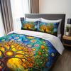 Set di 3 Copripiumini e Trapunte Bohemian Albero della Vita Psichedelico Set Letto a Tema Mandala Vibrante
