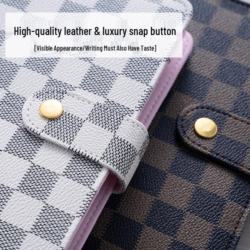 A6/A7 Leather Grid Pattern Binder Notebook with Custom Logo.