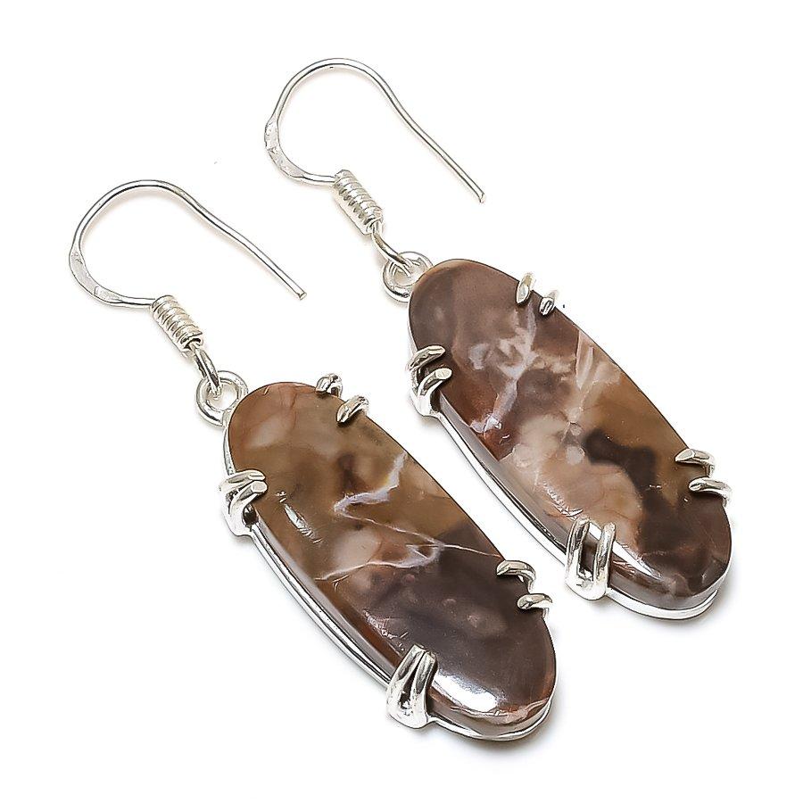 

Серьги ручной работы с яшмой «Призрачный глаз» и драгоценными камнями в этническом стиле, 2,01 дюйма, VM-1562