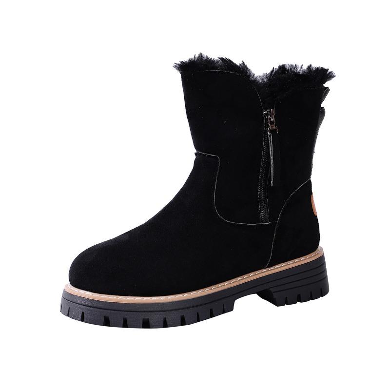 Women's Plus Size Non Slip Chunky Sole Mid Calf Martin Boots New Winter Faux Fur Lined Warmth-Enhanced Cotton Boots