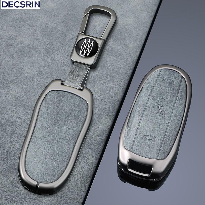 Zinc Alloy+ Leather Car Smart Key Cover Case Shell Fob for Tesla Model 3 Model Y X S Key Shell Bag Holder Protector Accessorie