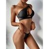 Schwarz One Shoulder V-Bar Bügel Bikini Set Push Up Badeanzug Weibliche Bademode Frauen Badende Badeanzug
