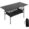 Lightweight Aluminum Folding Camping Table (47.24” x 21.65” x 19.69”),Portable Roll-Up Table for Outdoor, Camping, Beach, BBQ, Patio, and