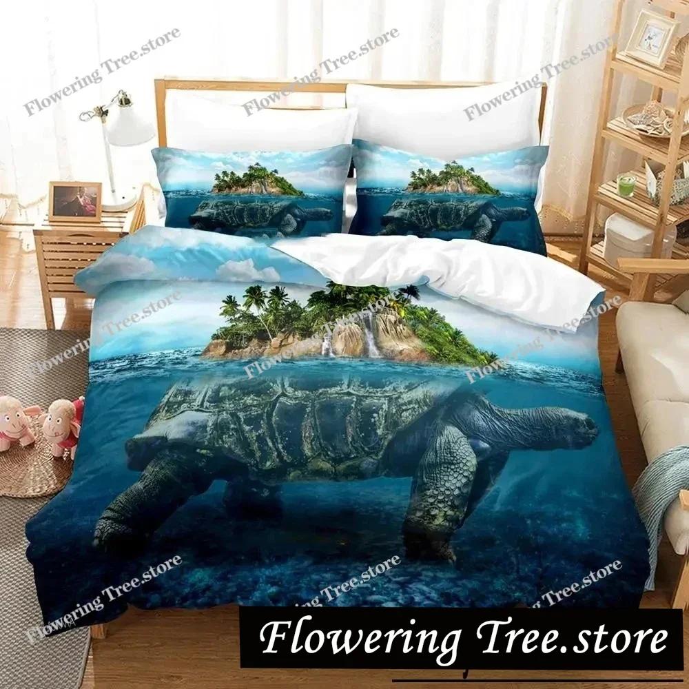 3D Print World Turtles Turtle Island Bedding Set Duvet Cover Bed Set Quilt Cover Pillowcase Comforter king Queen Size Boys Adult