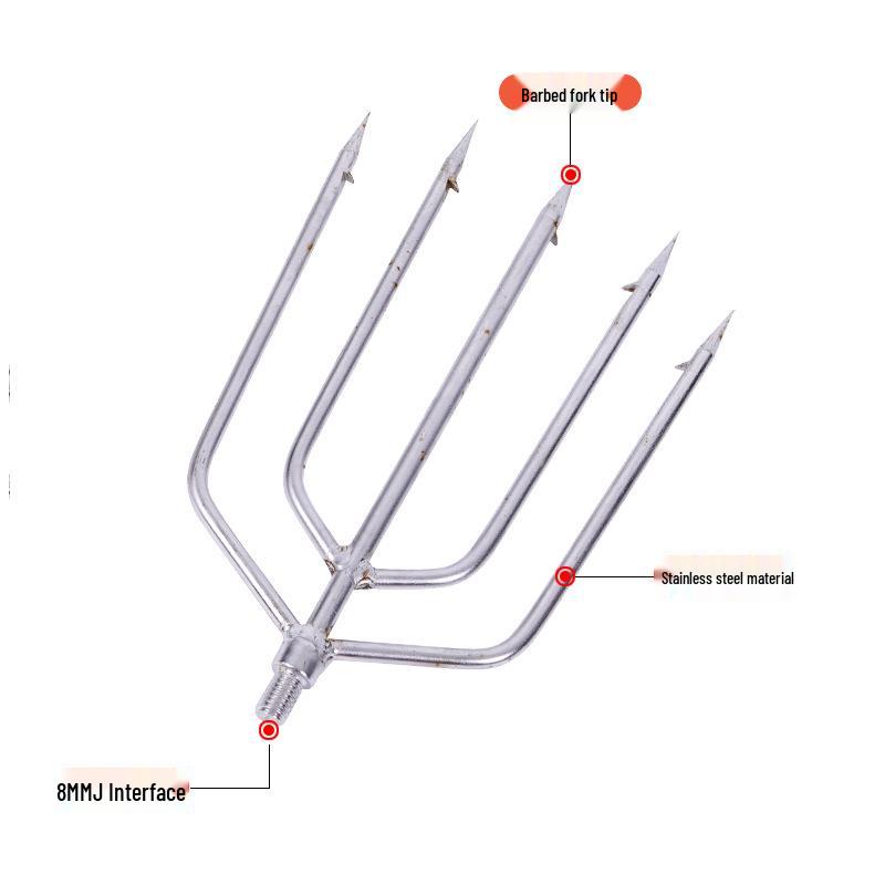Stainless Steel Multi-functional Barbed Fish Spear Head - Handmade Flat Fork Lantern Design