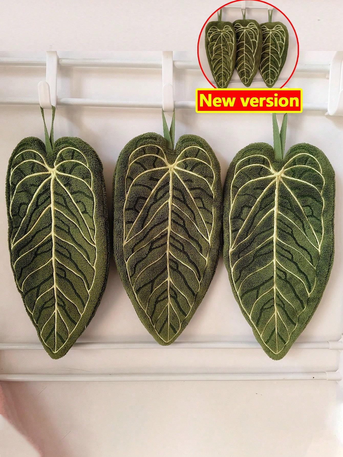 

3pcs Creative Leaf Design Hand Towel,Kitchen hanging type, highly absorbent, Personalized Towel Dish Cloths Kitchen Towel