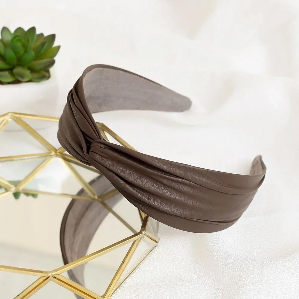 Headband Hairpin Angel Shushu Leather Twisted Hairband Brown Ju Vidastory
