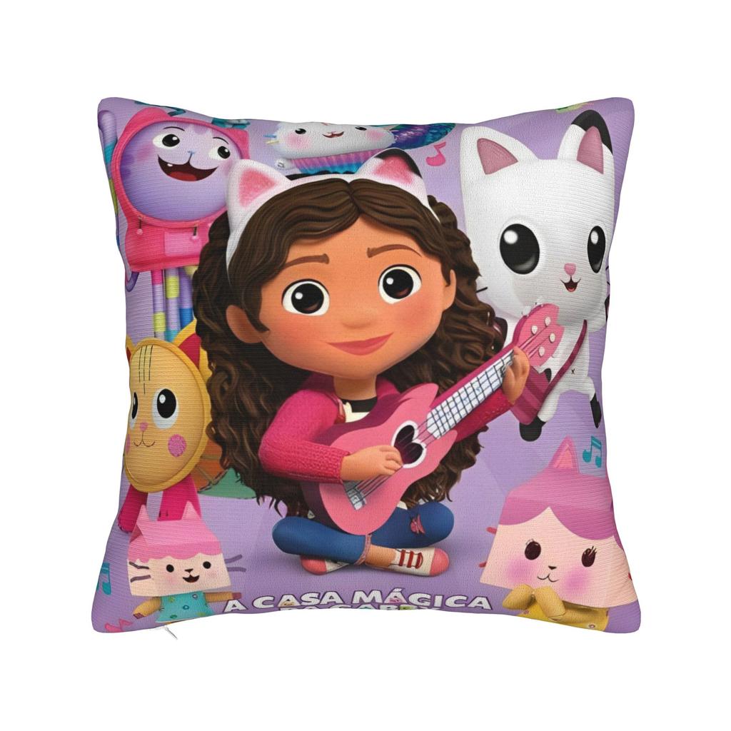 Gabby Dollhouse Cartoon Throw Pillow Cover Polyester Cushions for Sofa Funny Pillowcover Home Decor