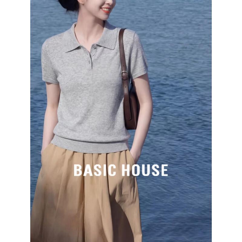 Базовая женская футболка-поло Basic House из смеси лиоцелла и льна One Size