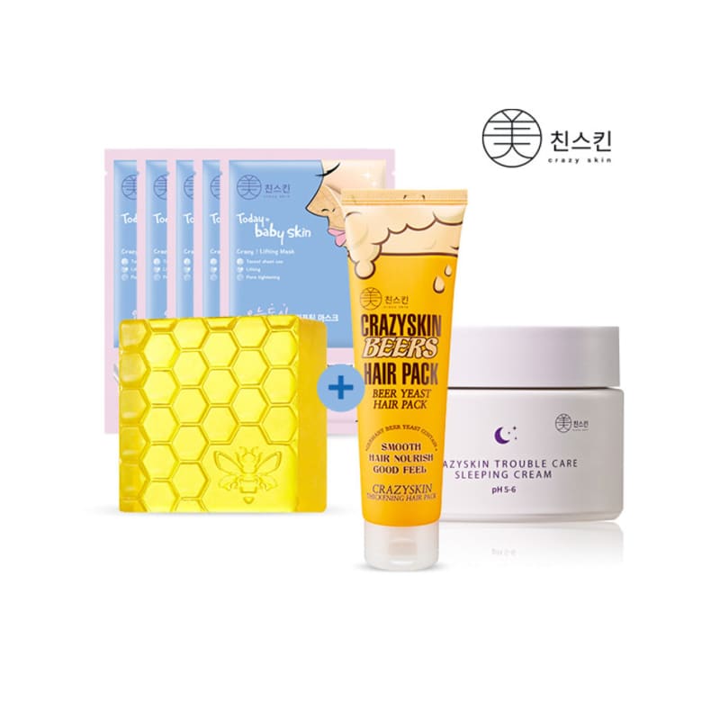 

Crazy Pack Series 5 Sheet Mask Pack + 1 Sleeping Cream UP + 1 Pore Pack + 1 Hair Pack
