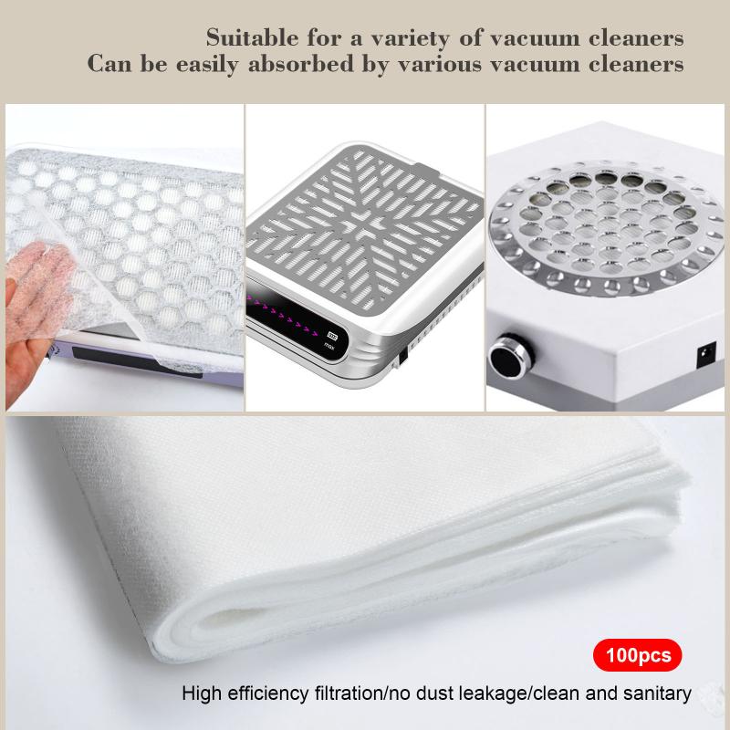 100Pcs Disposable Nail Art Vacuum Dust Collector Non-Woven Filter Paper Manicure Machine Dust Filter Paper
