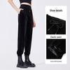 Navigare Women's Plush Velvet Elastic Cuff Casual Pants