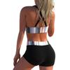 Sexy Hollow Out Back High Waist Bikini Swimsuit Women's Short Pants Quick Dry Two Piece Swimwear New 2025 Big Size