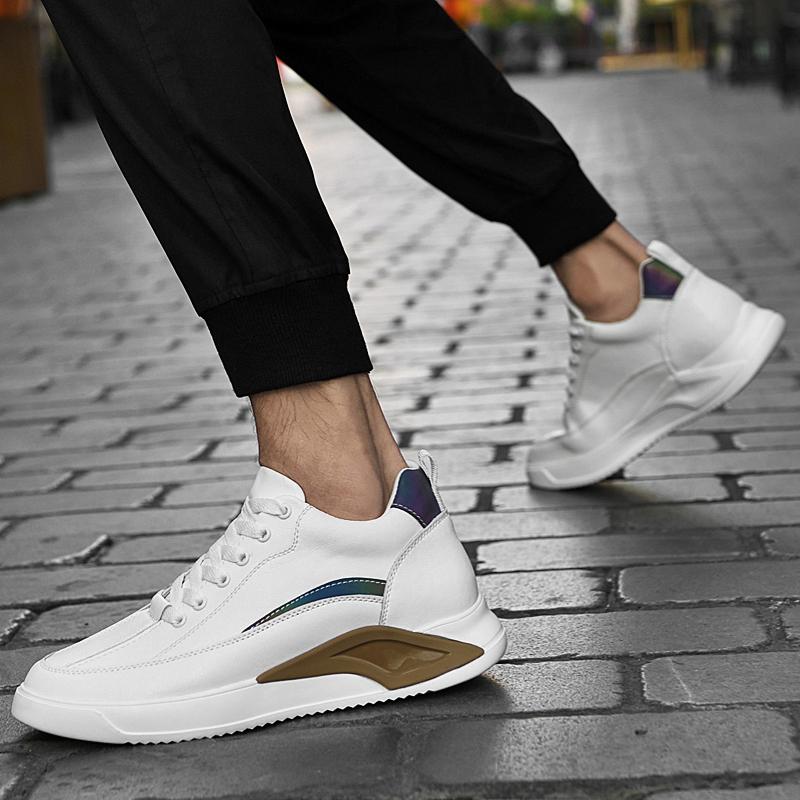 4/6/8CM Herren Aufzugschuhe Höhe Erhöhende Schuhe für Männer Höhe Erhöht Erhöhend Weiße Freizeitschuhe Hohe Schuhe Lift Sneaker