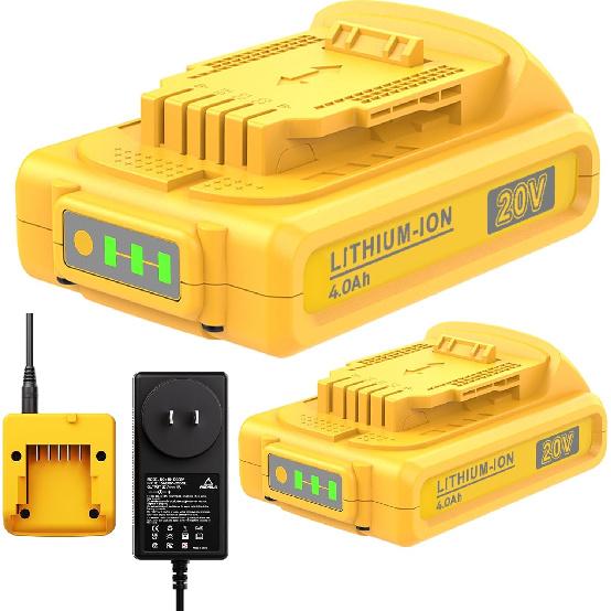 4.0Ah Замена для аккумулятора и зарядного устройства Dewalt 20V Lithium MAX XR DCB180 DCB206 DCB200 DCB204 DCB204BT-2 DCB203 DCB201 DCB207 Беспроводные инструменты 2 шт.