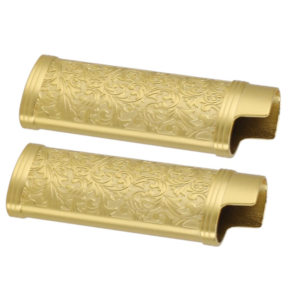 2PCS Lighter Case Cover Vintage Style Floral Stamped Zinc Alloy Shell for Lighter Protection