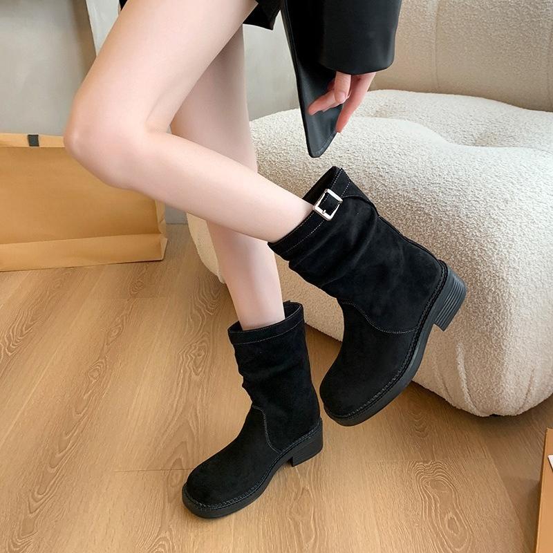 Trendy British Ankle Boots Chunky Sole Slim Fit Winter Shoes Women High Quality Versatile Boots