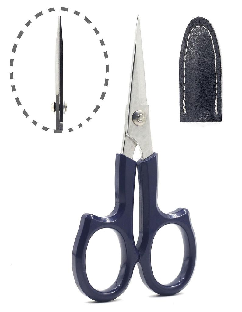 Sanka Cutwork for Thread Fabric Blue Scissors, 130mm, Ambidextrous, Sharp, Sewing, Trimming, Embroidery, Patchwork, Trimming, Compact,