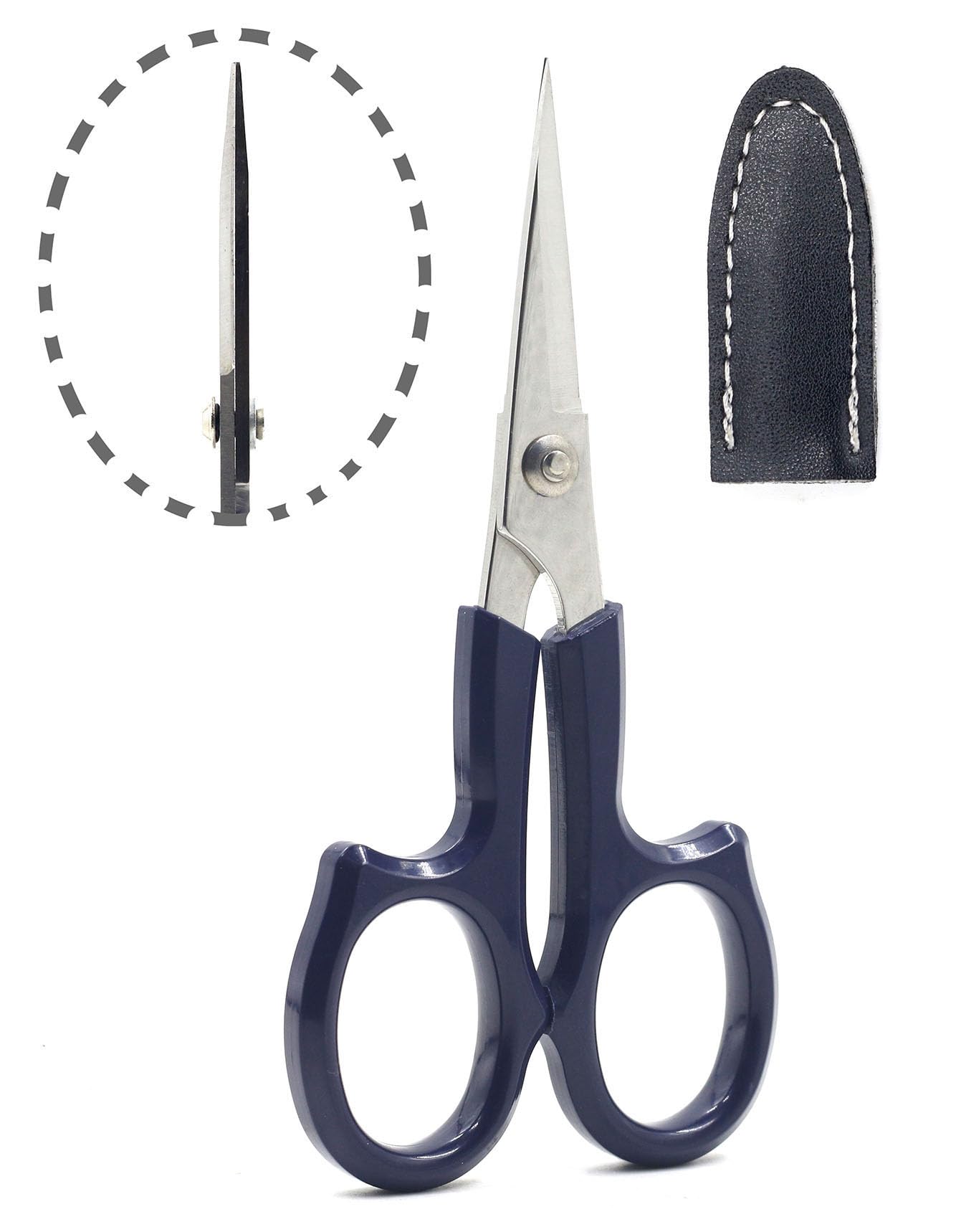 

Sanka Cutwork for Thread Fabric Blue Scissors, 130mm, Ambidextrous, Sharp, Sewing, Trimming, Embroidery, Patchwork, Trimming, Compact, темно-синий