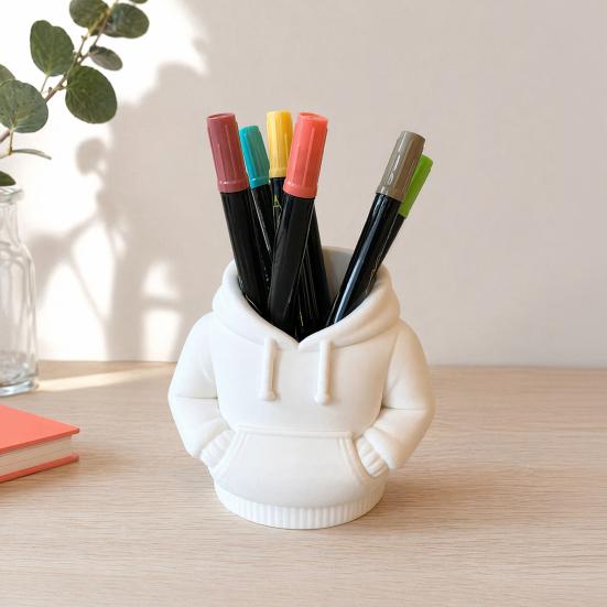 3D Printed Hoodie Pen Holder, Sweatshirt Shape Desk Organizer, Creative Storage for Pens, Makeup Brushes, Office Supplies