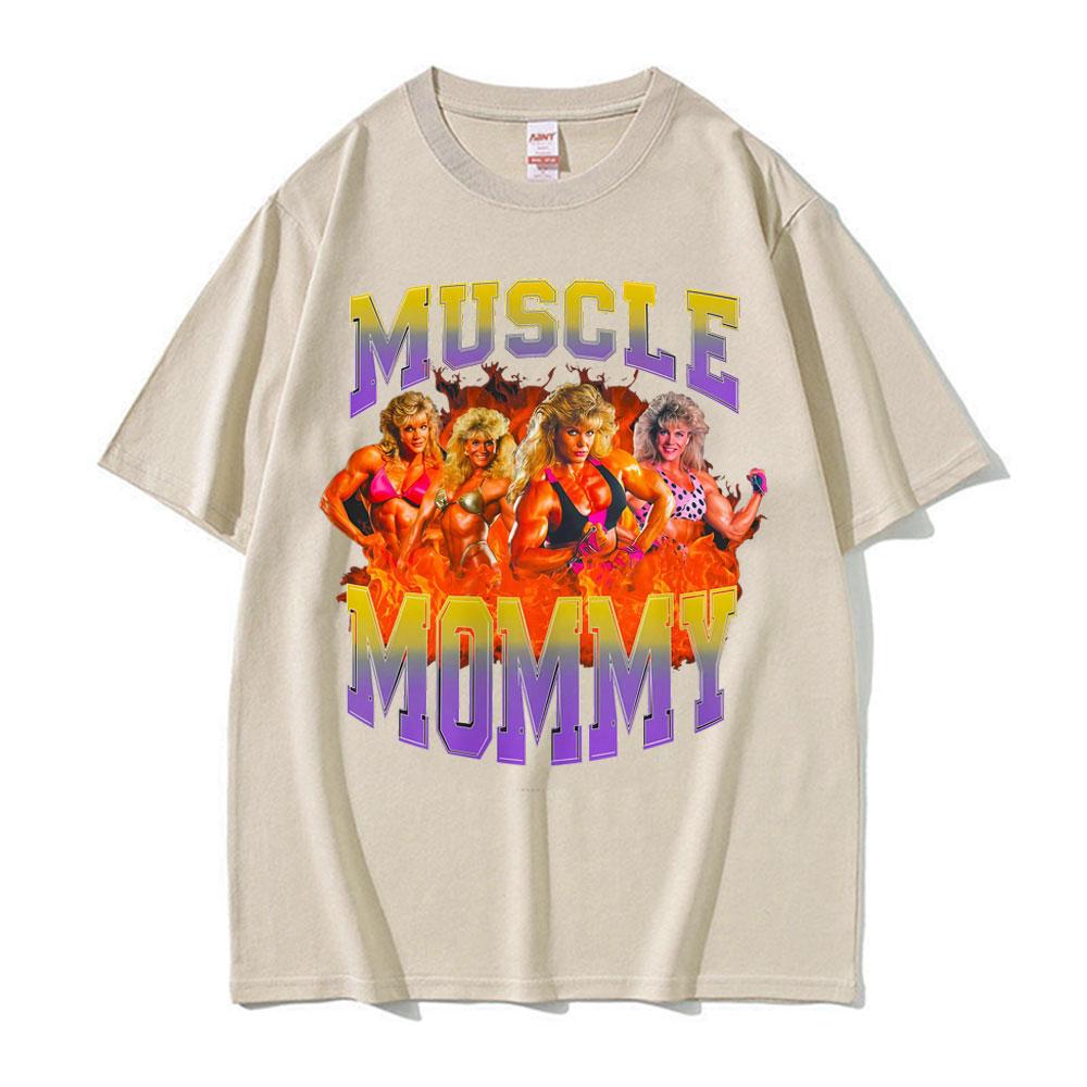 Muscle Mommy Fitness Spaß Meme Muster T-Shirt 2026 Sommer Herren Damen Luxus Mode Retro T-Shirt Baumwolle Übergroßes T-Shirt
