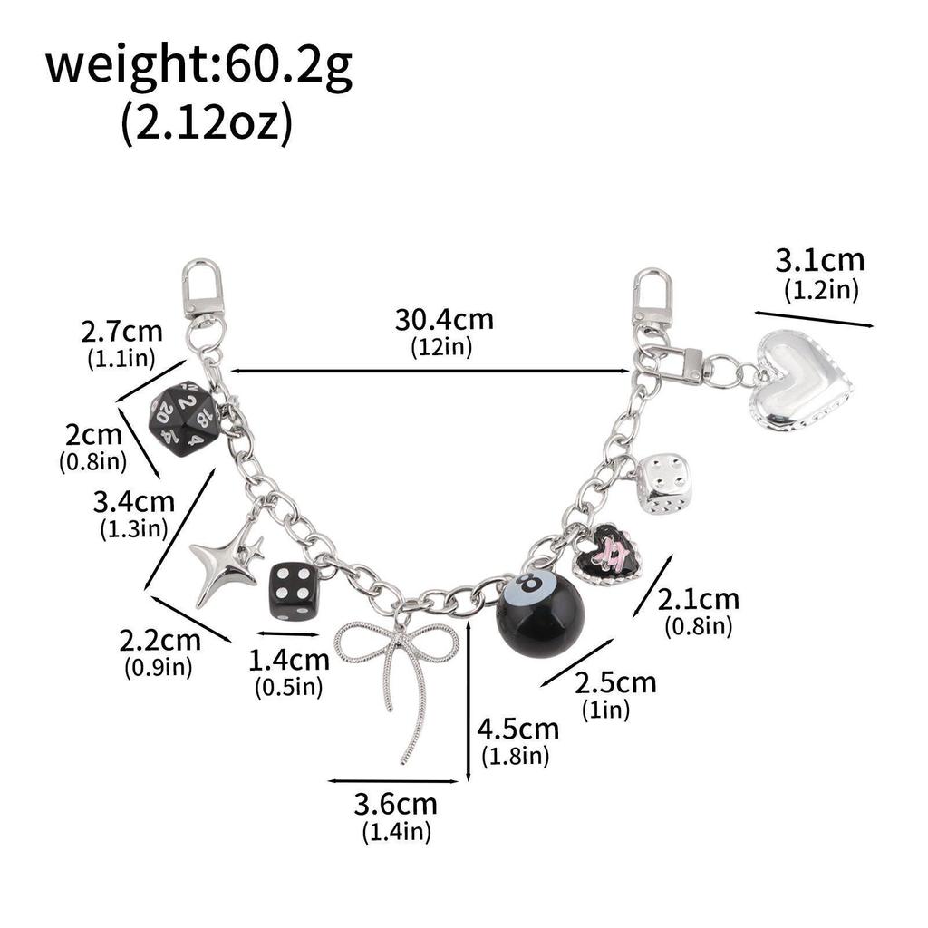 Fashionable Irregular Shape Dice Billiard Bag Pendant Metal Keychain - Hot Selling