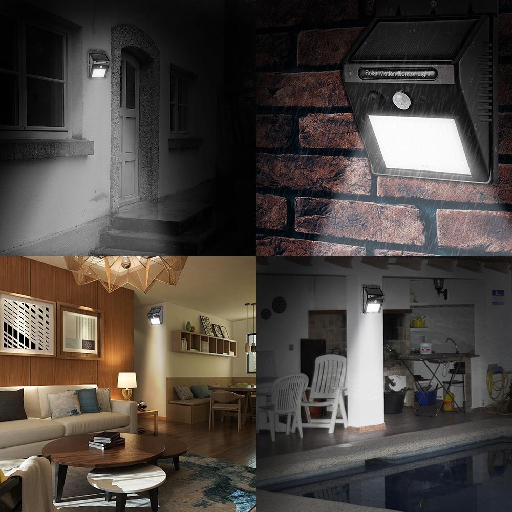 Premium 2PCS 20 LEDs Solar Motion Sensor Wall Light IP65 Waterproof For Outdoors Garden Emergency Patio Yard Garage Lamp