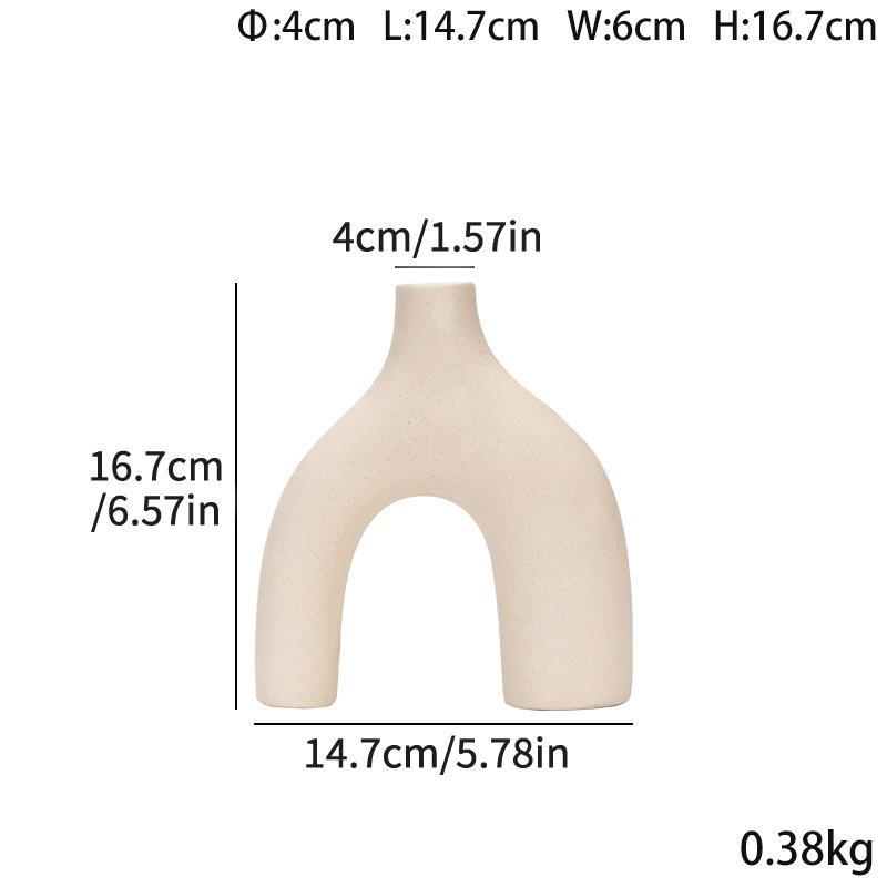 Special-Shaped Plain-Fired Ceramic Vase European-Style Simple Hydroponic Flower Arrangement Ornament Living Room Decoration Handicrafts Minimalist
