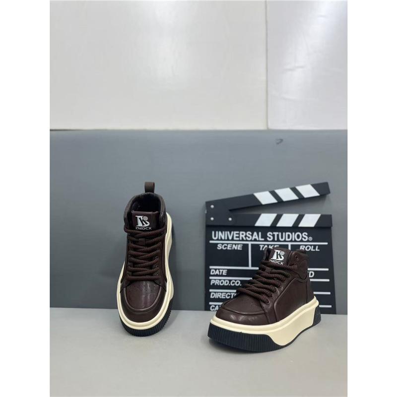 Winter new breathable leather thick-soled comfortable lace-up casual board shoes zmd