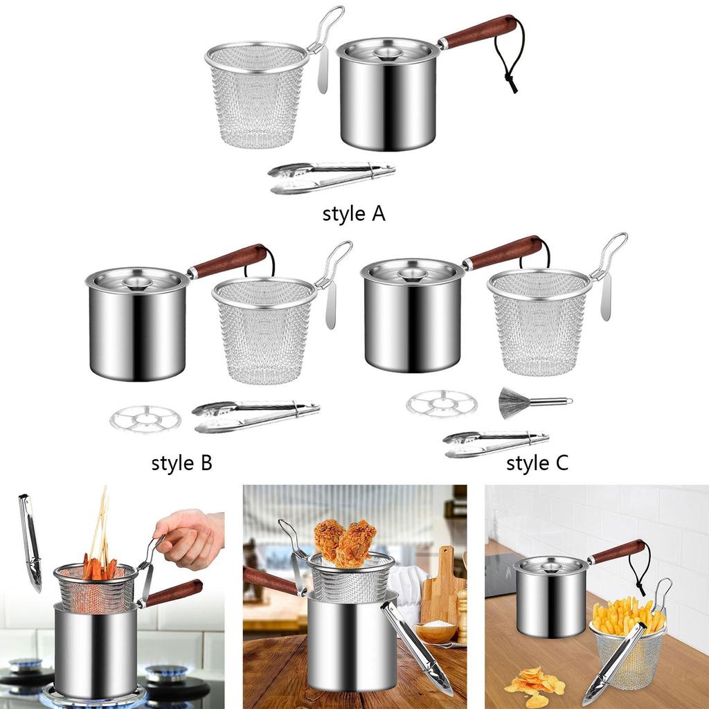 Deep Frying Pot with Lids Easy To Clean Japanese Tempura Frying Pot Kitchen Frying Pan for Outdoor Party Camping Home Dried Fish