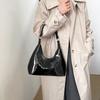 Casual glossy underarm bag women's new patent leather fashion light luxury shoulder bag portable baguette bag