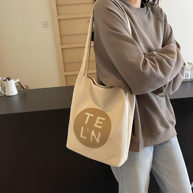 Color Block Shoulder Bag Large Capacity Women's Letter Tote Bag Student Class Underarm Bag