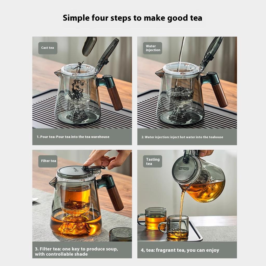 Gianxi Elegant Cup Tea Pot One Click Tea Separation Large Capacity Household Lazy Glass Tea Set