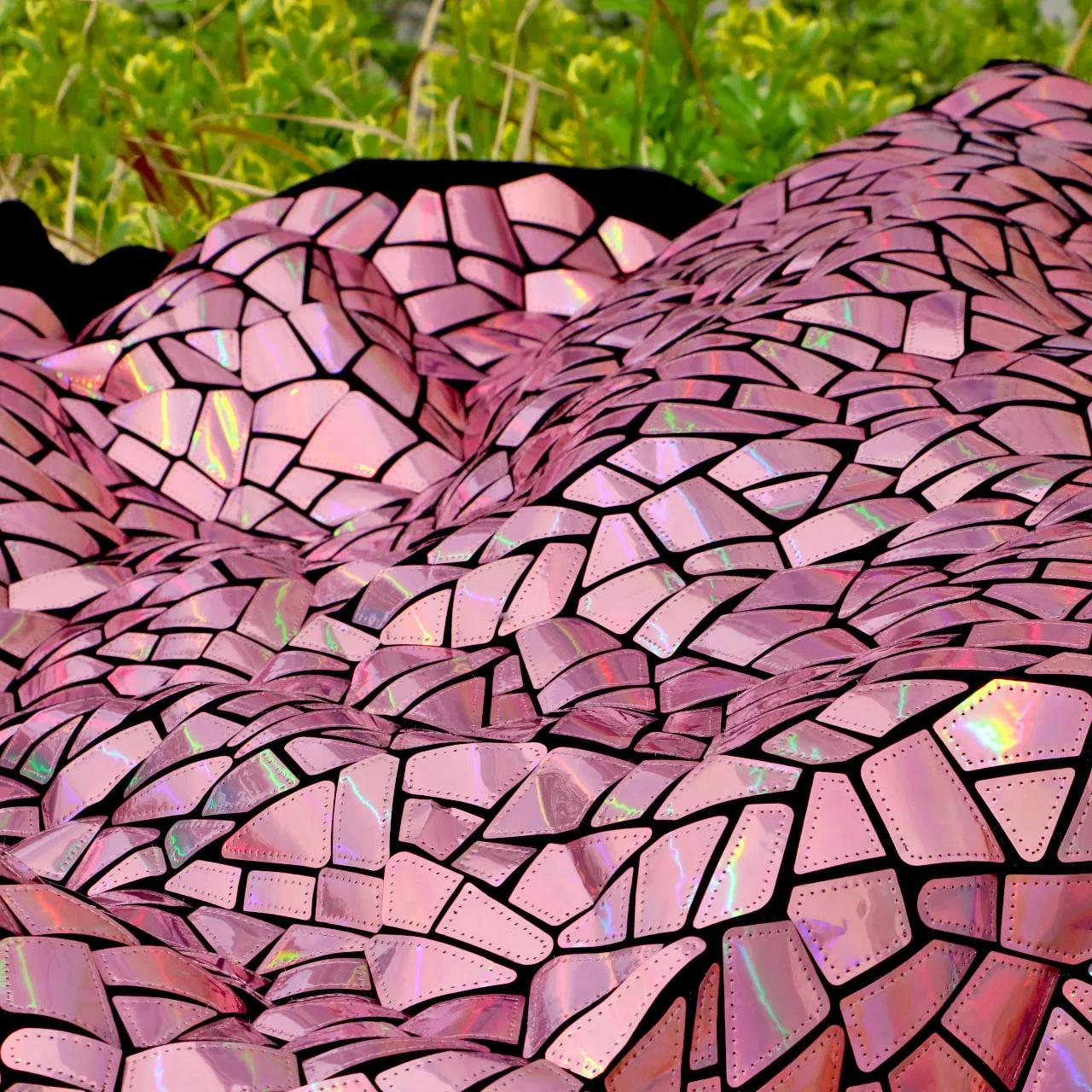 

1x1.2M ромбовидная лазерная блестящая полиэстеровая бархатная ткань, вышивка блестками, дизайнерские ткани для самостоятельного изготовления сценических костюмов 100x120cm