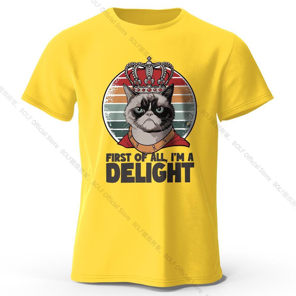 Men's First of All I'm A Delight Printed T-Shirt 100% Cotton Oversized Sassy Graphic Tees for Women Summer Confidence Streetwear