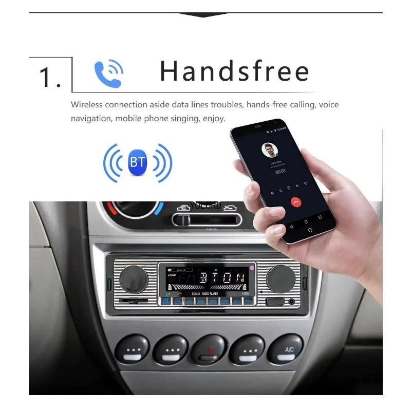 Bluetooth Car Radio Vintage Dual Knob MP3 Player FM Tuner Stereo USB AUX Classic Car Retro Audio Receiver Speaker Accessories